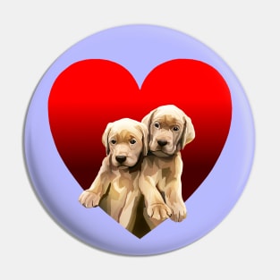 Yellow Golden Labrador Puppies Inside Heart Pin