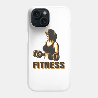 Training woman with dumbbells fitness emblem Phone Case