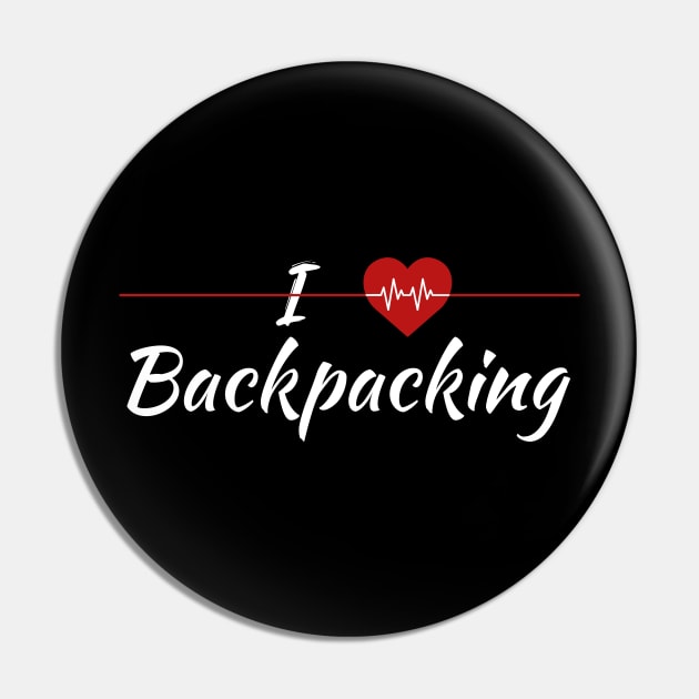 I Love Backpacking Heartbeat Pin by SAM DLS
