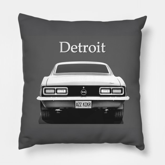 Detroit Muscle BW Pillow by Burtney