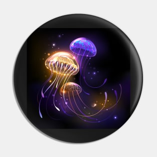 Three Glowing Jellyfish Pin