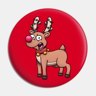 Cute Christmas Reindeer With Christmas Lights Pin