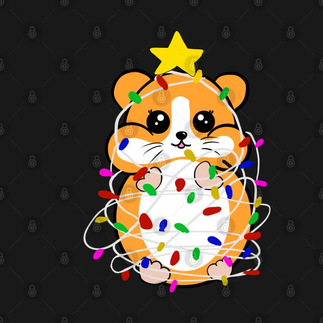 Hamster in Christmas lights and star by Mermaidssparkle