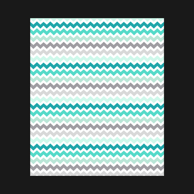 Teal Blue Grey Chevron Pattern by dreamingmind