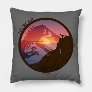 Isla Nublar - Jurassic Tyrannosaurus - Raptor - Sunset Silhouette Pillow