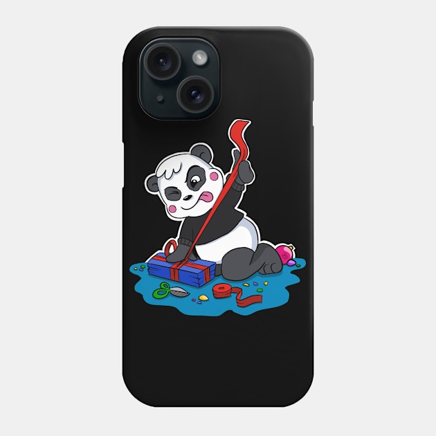 Cute Christmas Panda Packs a Gift Phone Case by Band of The Pand