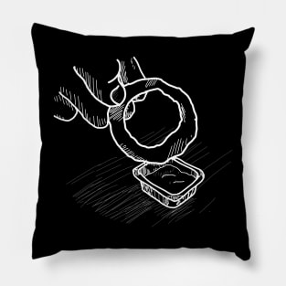 Onion ring and sauce white line art Pillow