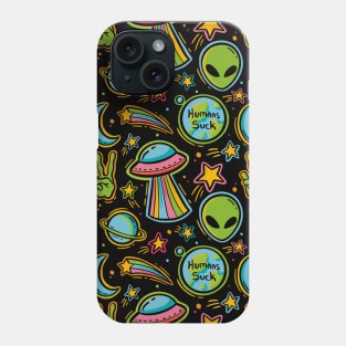 Retro 90s Neon Alien Pattern Phone Case