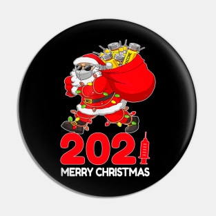 Santa Claus Vaccinated Merry Christmas 2021 Xmas Lights Pin