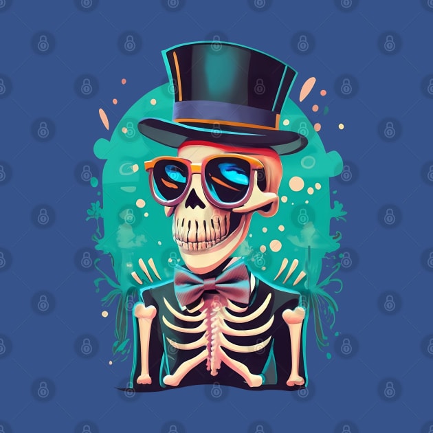 Skeleton in Top Hat and Sunglasses: The Coolest Skull in Town by Thewondercabinet28