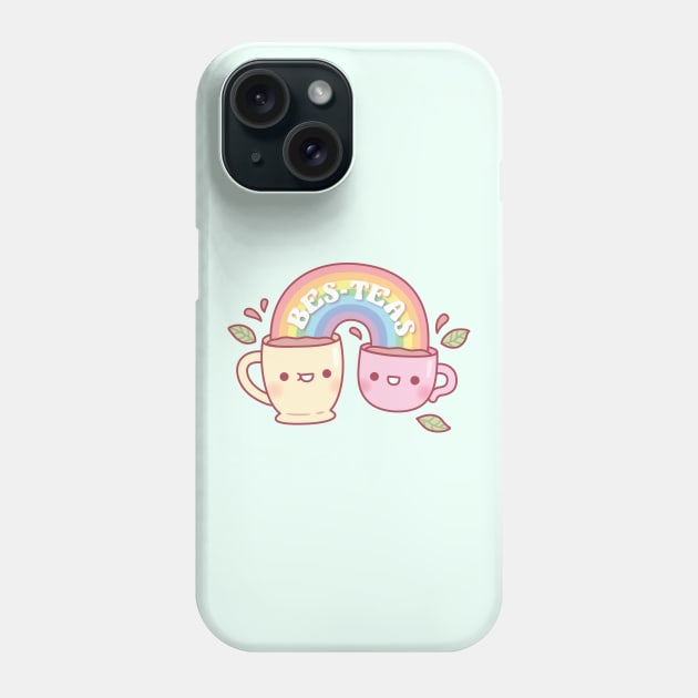 Cute Teacups Bes Teas Besties Pun Rainbow Phone Case by rustydoodle