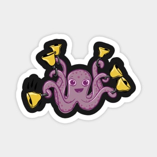 Octopus Ringing Handbells Cartoon Magnet