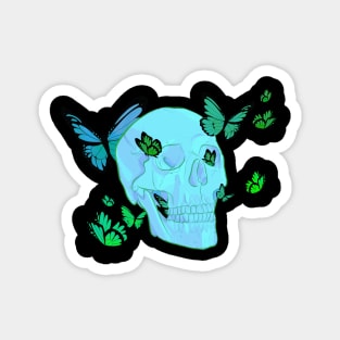 blue butterfly skull Magnet