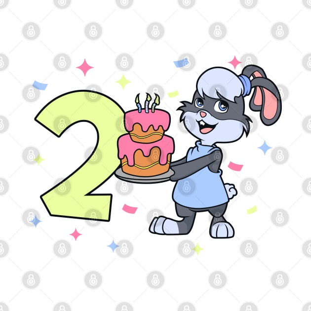 I am 2 with bunny - girl birthday 2 years old by Modern Medieval Design