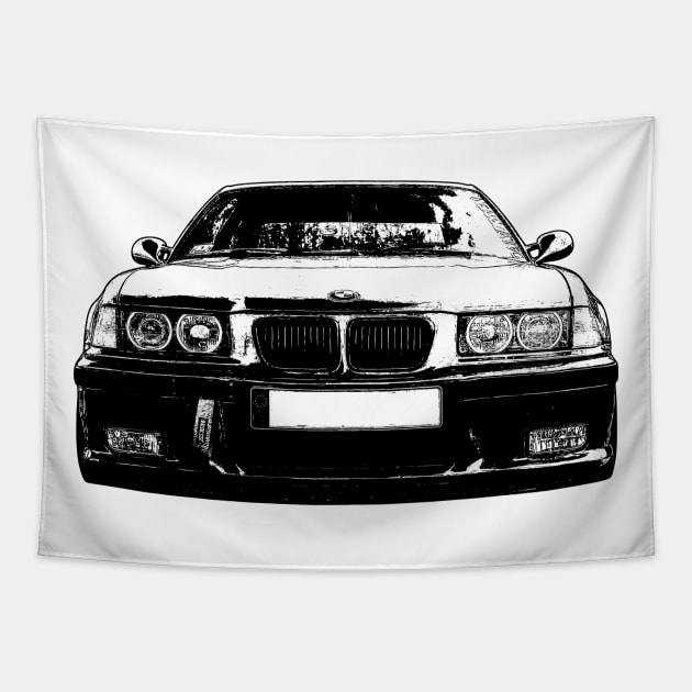 BMW E36 Sketch Art Tapestry by KAM Std