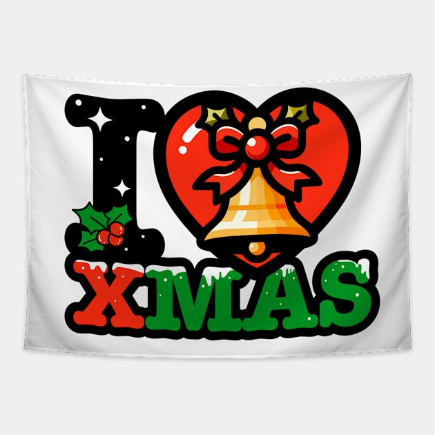 I heart ring bell xmas Tapestry by opippi