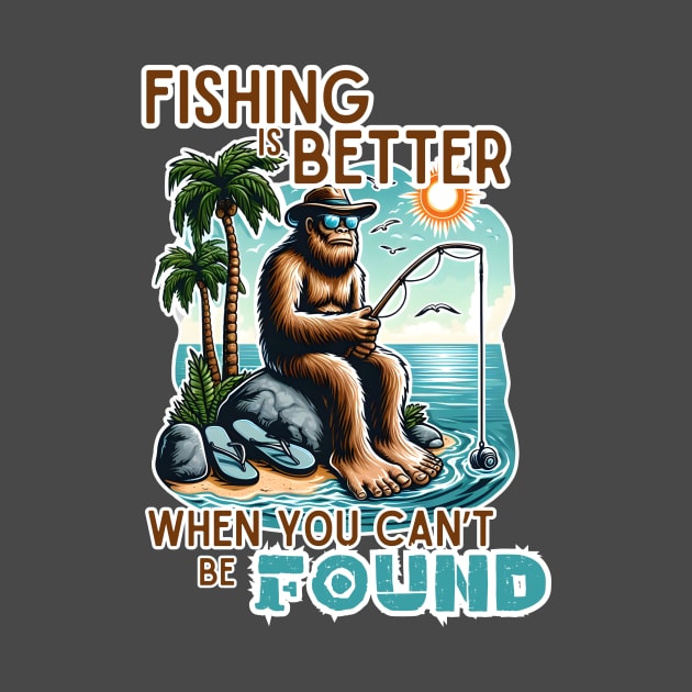 Bigfoot Fishing - Beach by WolfeTEES