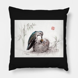 "A Mother's Love" - Mother Hummingbird and Baby Pillow