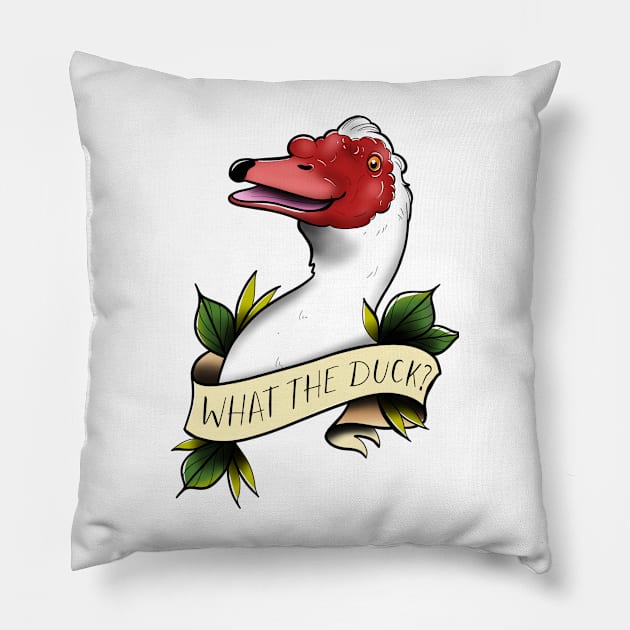 What the duck? Pillow by Jurassic Ink