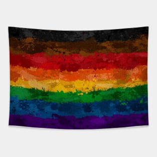 Abstract Paint Splatter Inclusive Rainbow Pride Flag Pattern Tapestry