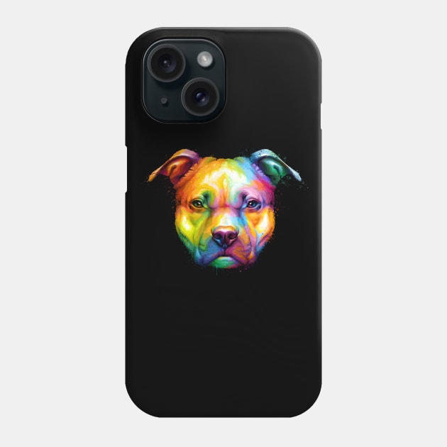 American Pit Bull Terrier Colorful Painting Phone Case by stonemask