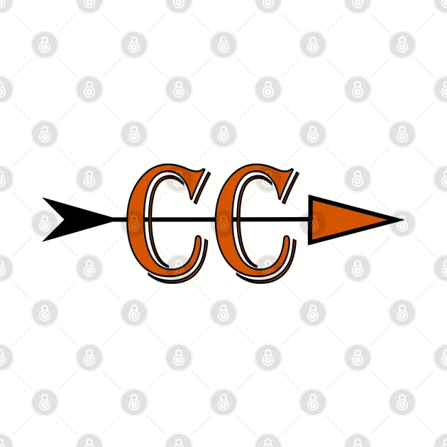 Cross Country team logo CC with an arrow in black and orange by Woodys Designs