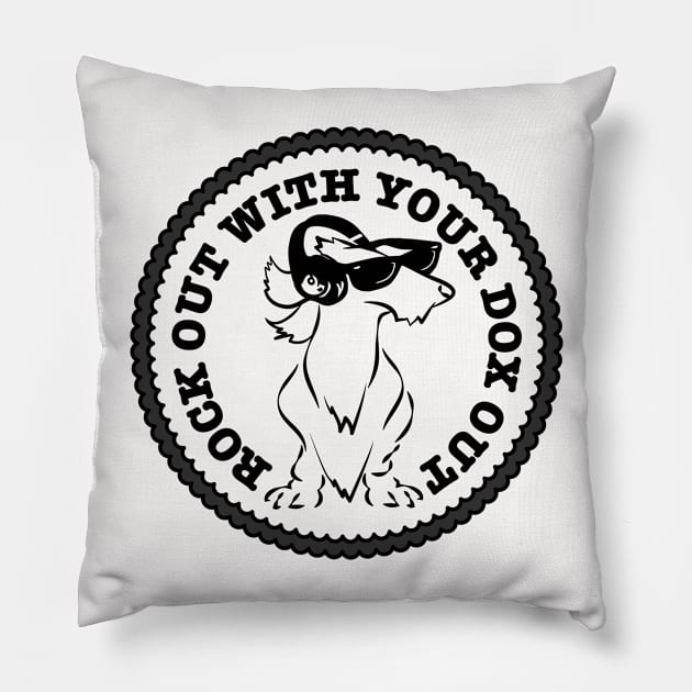 Rock Out With Your Dox Out - Wirehaired Dachshund Pillow by Angel Pronger Design Chaser Studio