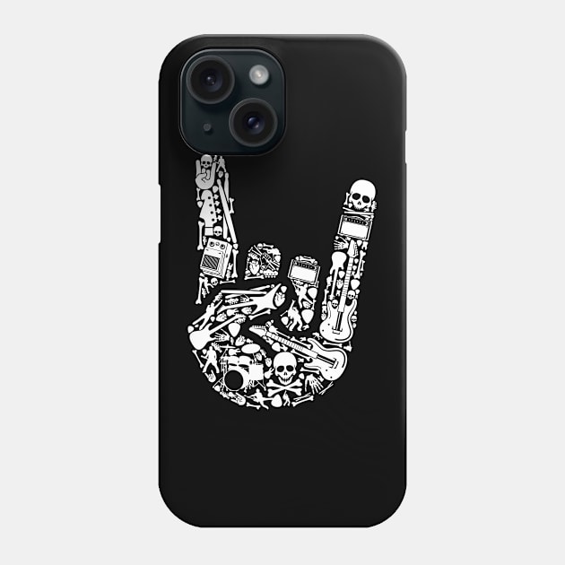 Metal rock music hand illustration Phone Case by ShirtyLife