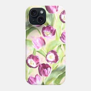 Bright Tulips on Soft Grey Phone Case