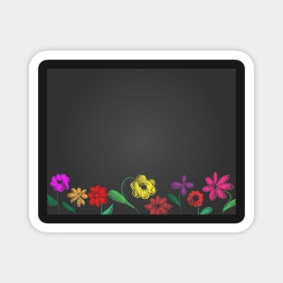 Hand drawn flower chalk style on blackboard Magnet