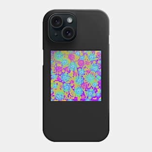 Tropicana 3. A bright, floral summery design in lime, purple, pink and blue. Phone Case