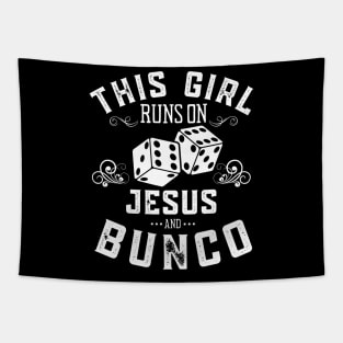 This Girl Runs On Jesus And Bunco Tapestry