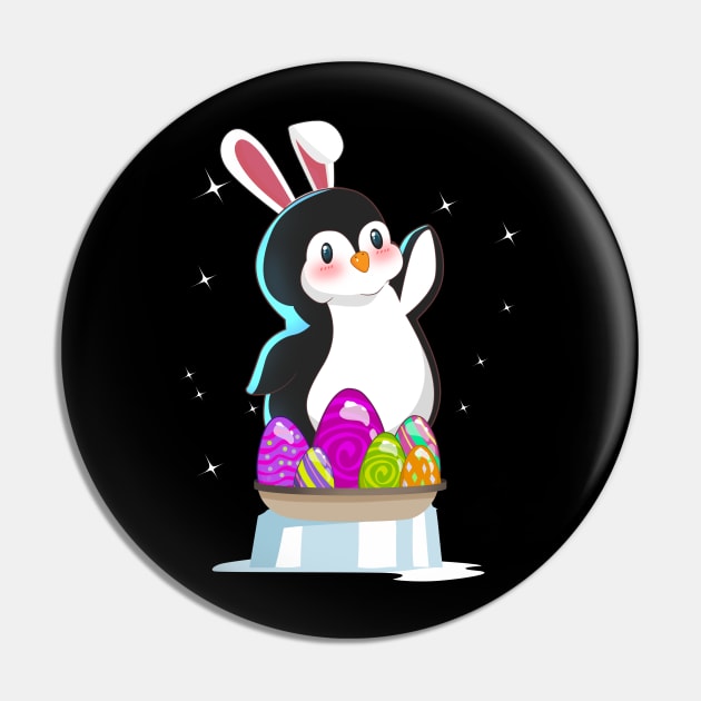 Easter Bunny Cute Penguin Egg Hunt Pin by TheBeardComic