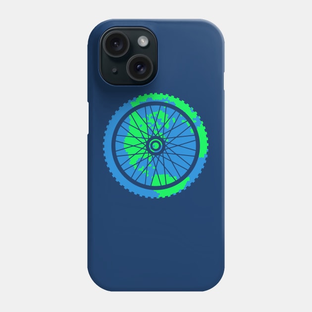 Mountain Bike Tire Earth Gear Graphic Biking Design Phone Case by TeeCreations