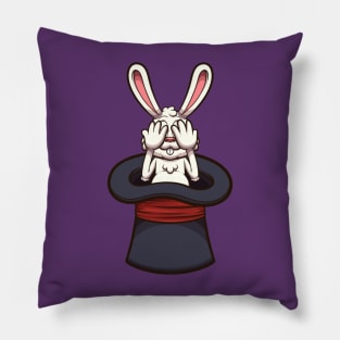 Hiding White Bunny In Magician Hat Pillow