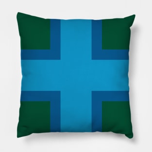 Blue Cross on Green Pillow