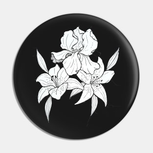 Iris and tiger lilies Pin