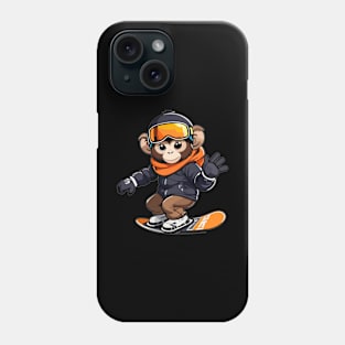 Cute Monkey Playing Snowboarding Phone Case