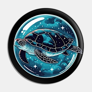 Space Bubble Turtle Pin