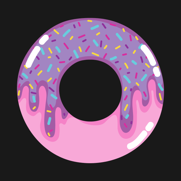 Pink donut with violet frosting and sprinkles by InkyArt