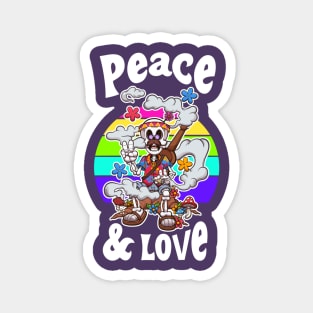 Peace And Love Cartoon Retro Skeleton Magnet