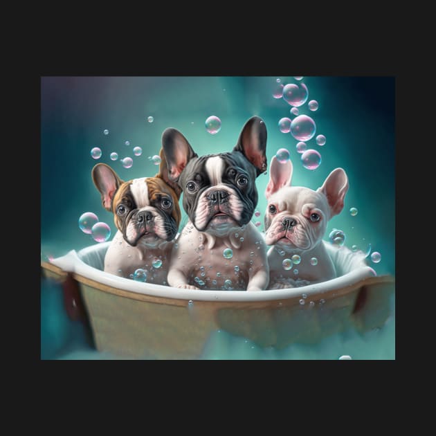French Bulldog Puppies in Bubble Bath by candiscamera
