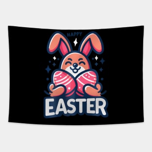 Easter Cute Bunny Holding Easter Eggs Tapestry