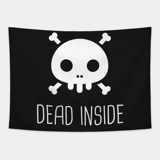 Dead Inside | Cute Emo Skeleton Skull Tapestry by MeatMan