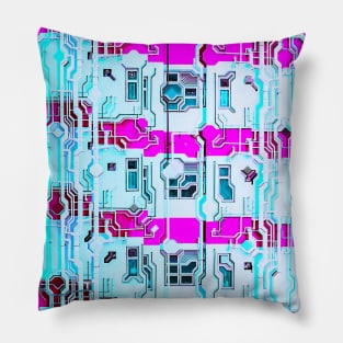 Hong Kong Apartment Building Brualism Glitch Art Pillow