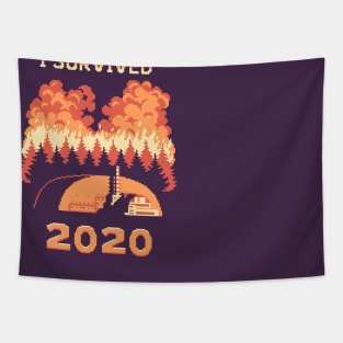 I Survived 2020 Chernobyl Forest Wildfire Retro Style Tapestry