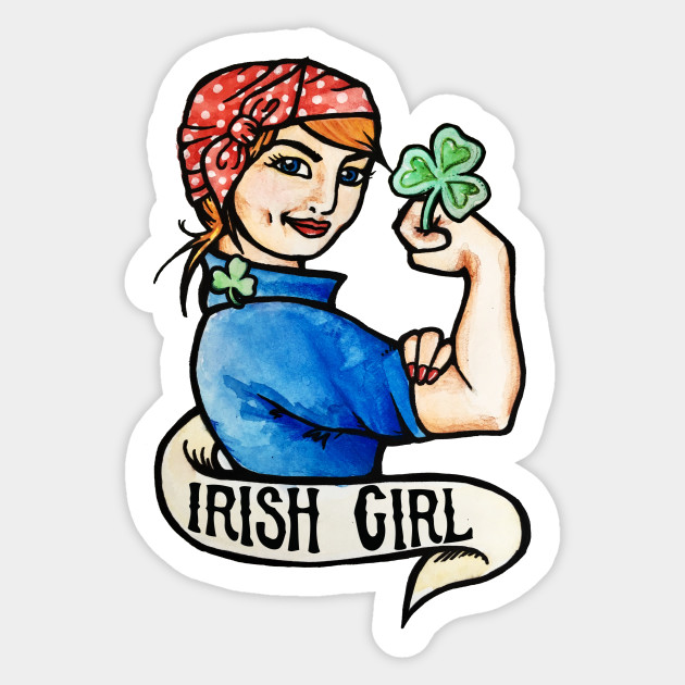 Irish Girl Redhead Rosie The Riveter Irish Girl Sticker Teepublic