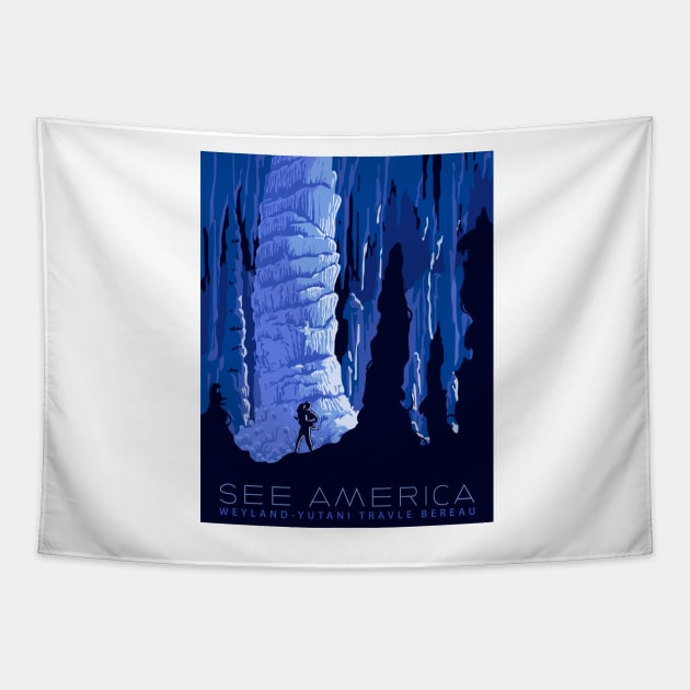 SEE AMERICA -  Aliens movie and national parks parody poster. Tapestry by rolphenstien