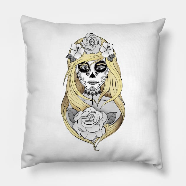 Art et Be - Santa Muerte Blond Pillow by Art_et_Be