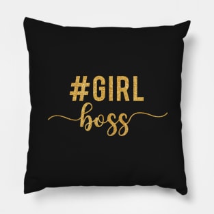 Girl boss gold glitter Pillow